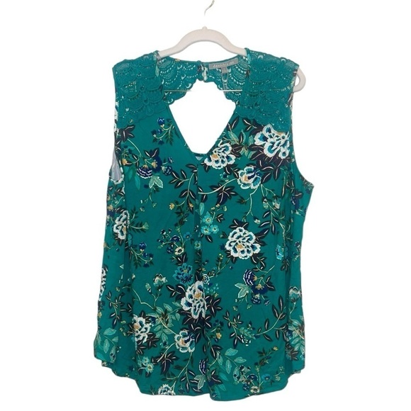 Daniel Rainn Tops - Daniel Rainn green floral lace sleeveless top NWT